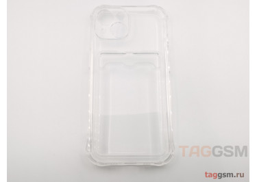 Задняя накладка для iPhone 15 (силикон, с защитой камеры, с визитницей, прозрачная (Full TPU Case)) Armor series