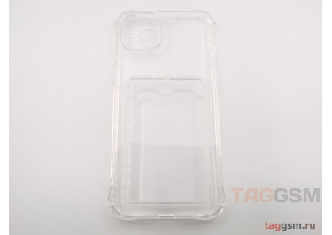 Задняя накладка для iPhone 15 Plus (силикон, с защитой камеры, с визитницей, прозрачная (Full TPU Case)) Armor series