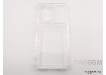 Задняя накладка для iPhone 15 Pro (силикон, с защитой камеры, с визитницей, прозрачная (Full TPU Case)) Armor series