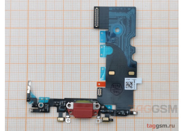 Шлейф для iPhone SE (2022) + разъем зарядки  + микрофон (красный)