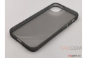 Задняя накладка для iPhone 12 mini (силикон, прозрачная, черная, с матовой окантовкой (Light Series)) Faison