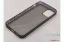 Задняя накладка для iPhone 12 mini (силикон, прозрачная, черная, с матовой окантовкой (Light Series)) Faison