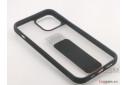Задняя накладка для iPhone 12 Pro Max (с держателем под палец, матовая, прозрачная с черной вставкой) техпак