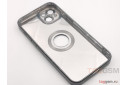 Задняя накладка для iPhone 14 Plus (силикон, под карбон, матовая, с защитой камеры, поддержка MagSafe, черная) Anyland