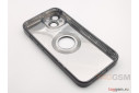Задняя накладка для iPhone 14 (силикон, под карбон, матовая, с защитой камеры, поддержка MagSafe, черная) Anyland