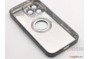Задняя накладка для iPhone 13 Pro (силикон, под карбон, матовая, с защитой камеры, поддержка MagSafe, черная) Anyland