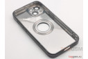 Задняя накладка для iPhone 13 (силикон, под карбон, матовая, с защитой камеры, поддержка MagSafe, черная) Anyland