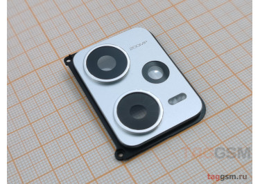 Стекло задней камеры для Xiaomi Redmi Note 12 Pro Plus в рамке (серебро)