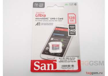 Micro SD 128Gb SanDisk Ultra Class 10 UHS-I R 140MB / s без адаптера SD