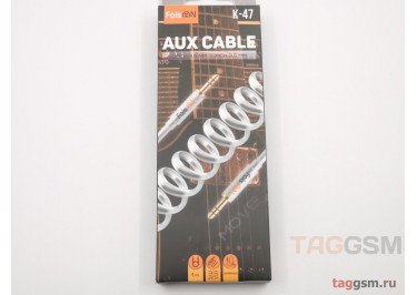 Аудио-кабель AUX 3.5mm (1м) (пружина, белый), Faison (K-47)