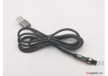 USB для iPhone 7 / iPhone 6 / iPhone 5 / iPad4 / iPad Mini / iPod Nano (ткань, магнитный, вращающийся) черный 1,2м, HOCO (U94)