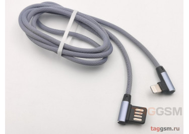 USB для iPhone X / iPhone 7 / iPhone 6 / iPhone 5 - Lightning (ткань), серый, 1м, TG
