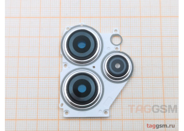 Стекло задней камеры для Xiaomi Redmi 12 в рамке (белый)