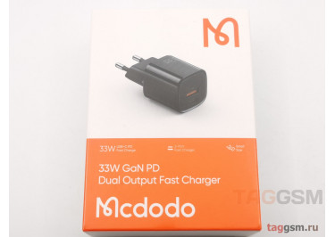 Блок питания USB (сеть) PD33W GaN Dual Output Fast Charger (USB-C+USB-A) (черный) (CH-0151) Mcdodo