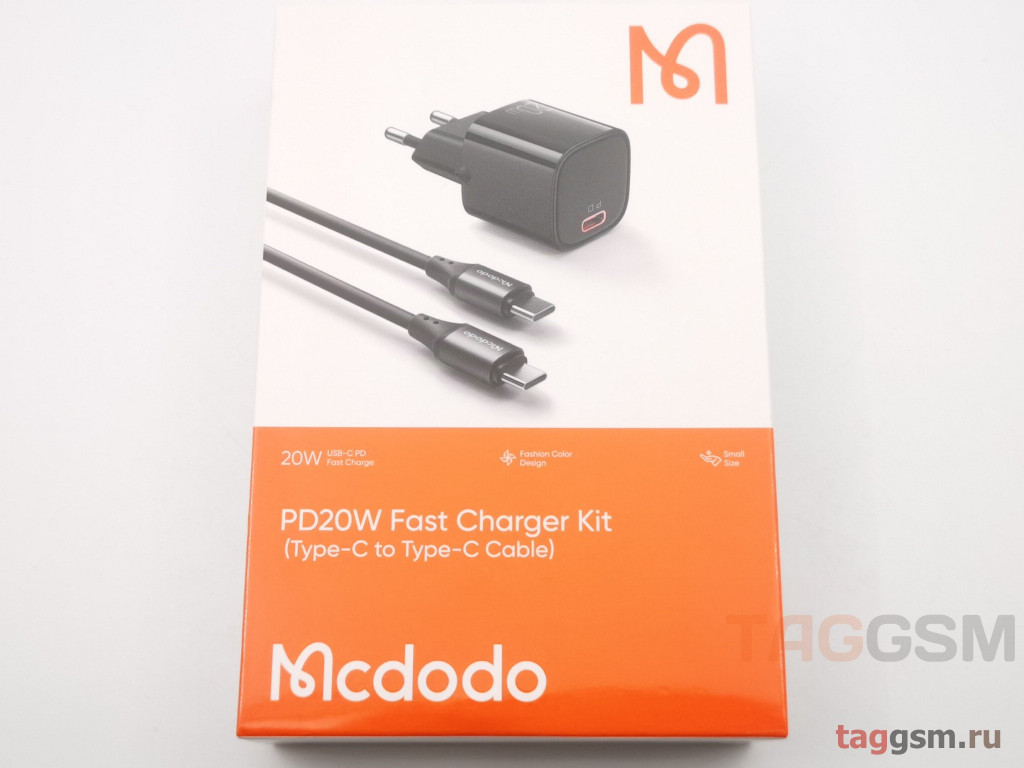 Блок питания USB (сеть) PD20W Fast Charger Kit (USB-C) + (кабель Type-C -  Type-C, 36W, 3A, 1.2m) (черный) (CH-4044) Mcdodo