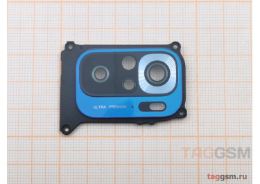 Стекло задней камеры для Xiaomi Redmi Note 10 4G / Note 10s 4G в рамке (синий)