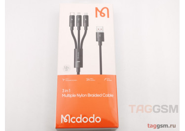 Кабель USB 3 в 1 - Lightning / Type-C / Micro USB, 3A, 1.2m (черный) (CA-5790) Mcdodo