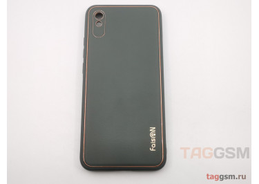 Задняя накладка для Xiaomi Redmi 9A (силикон, экокожа, матовая, серая (Graceful)) Faison