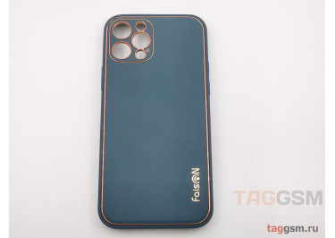 Задняя накладка для iPhone 12 Pro (силикон, экокожа, матовая, синяя (Graceful)) Faison