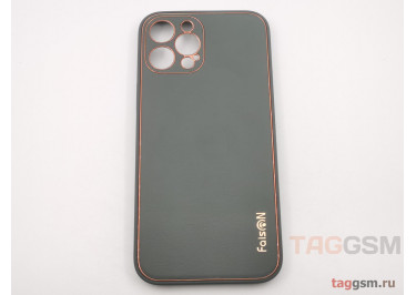 Задняя накладка для iPhone 12 Pro Max (силикон, экокожа, матовая, серая (Graceful)) Faison
