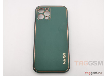 Задняя накладка для iPhone 12 Pro (силикон, экокожа, матовая, темно-зеленая (Graceful)) Faison