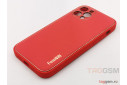Задняя накладка для iPhone 12 Pro (силикон, экокожа, матовая, красная (Graceful)) Faison