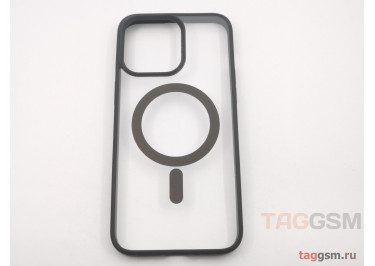 Задняя накладка для iPhone 15 Pro Max (силикон, поддержка MagSafe, черная)