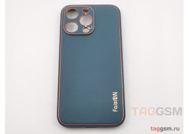 Задняя накладка для iPhone 13 Pro (силикон, экокожа, матовая, синяя (Graceful)) Faison