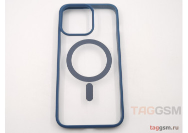 Задняя накладка для iPhone 15 Pro Max (силикон, поддержка MagSafe, синяя)
