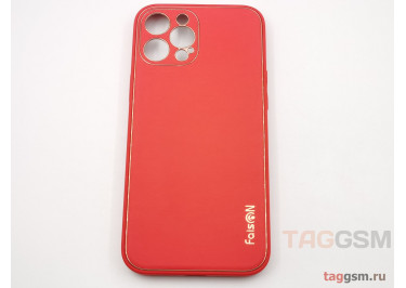Задняя накладка для iPhone 12 Pro Max (силикон, экокожа, матовая, красная (Graceful)) Faison