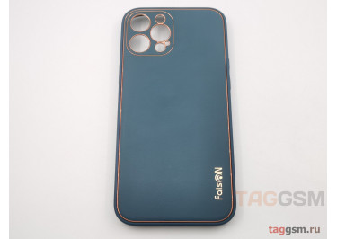 Задняя накладка для iPhone 12 Pro Max (силикон, экокожа, матовая, синяя (Graceful)) Faison