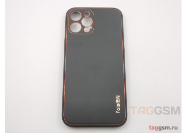 Задняя накладка для iPhone 12 Pro Max (силикон, экокожа, матовая, черная (Graceful)) Faison