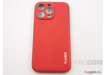Задняя накладка для iPhone 13 Pro (силикон, экокожа, матовая, красная (Graceful)) Faison
