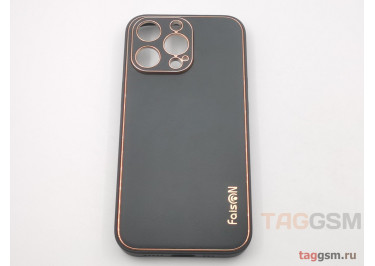 Задняя накладка для iPhone 13 Pro (силикон, экокожа, матовая, черная (Graceful)) Faison