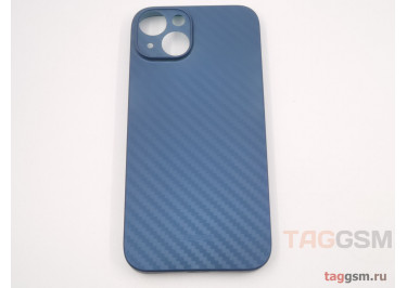 Задняя накладка для iPhone 14 (карбон, ультратонкая, с защитой камеры, защита от отпечатков пальцев), синяя (Air Carbon) (Full Case)) KZDOO