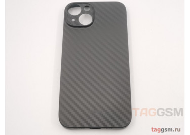 Задняя накладка для iPhone 14 (карбон, ультратонкая, с защитой камеры, защита от отпечатков пальцев), черная (Air Carbon) (Full Case)) KZDOO