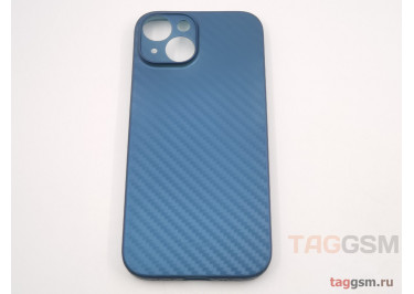 Задняя накладка для iPhone 15 (карбон, ультратонкая, с защитой камеры, защита от отпечатков пальцев), синяя (Air Carbon) (Full Case)) KZDOO