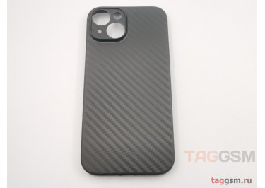 Задняя накладка для iPhone 15 (карбон, ультратонкая, с защитой камеры, защита от отпечатков пальцев), черная (Air Carbon) (Full Case)) KZDOO