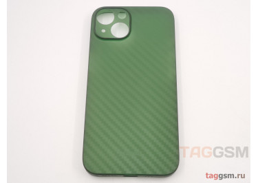 Задняя накладка для iPhone 14 (карбон, ультратонкая, с защитой камеры, защита от отпечатков пальцев), зеленая (Air Carbon) (Full Case)) KZDOO