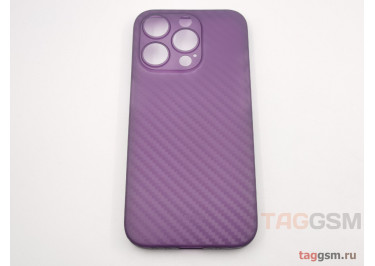 Задняя накладка для iPhone 15 Pro (карбон, ультратонкая, с защитой камеры, защита от отпечатков пальцев), фиолетовая (Air Carbon) (Full Case)) KZDOO