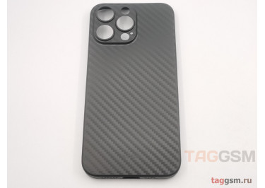 Задняя накладка для iPhone 15 Pro Max (карбон, ультратонкая, с защитой камеры, защита от отпечатков пальцев), черная (Air Carbon) (Full Case)) KZDOO