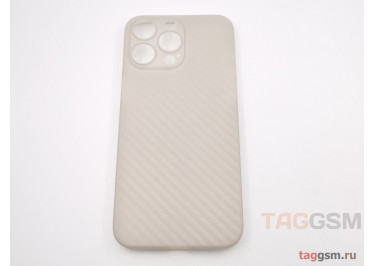 Задняя накладка для iPhone 15 Pro Max (карбон, ультратонкая, с защитой камеры, защита от отпечатков пальцев), серая (Air Carbon) (Full Case)) KZDOO