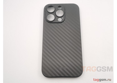Задняя накладка для iPhone 14 Pro (карбон, ультратонкая, с защитой камеры, защита от отпечатков пальцев), черная (Air Carbon) (Full Case)) KZDOO