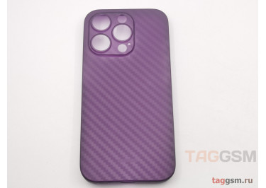 Задняя накладка для iPhone 14 Pro (карбон, ультратонкая, с защитой камеры, защита от отпечатков пальцев), фиолетовая (Air Carbon) (Full Case)) KZDOO