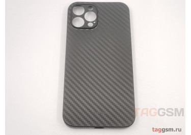 Задняя накладка для iPhone 12 Pro Max (карбон, ультратонкая, с защитой камеры, защита от отпечатков пальцев), черная (Air Carbon) (Full Case)) KZDOO