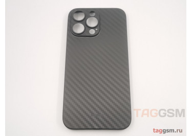Задняя накладка для iPhone 14 Pro Max (карбон, ультратонкая, с защитой камеры, защита от отпечатков пальцев), черная (Air Carbon) (Full Case)) KZDOO