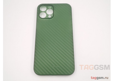 Задняя накладка для iPhone 12 Pro Max (карбон, ультратонкая, с защитой камеры, защита от отпечатков пальцев), зеленая (Air Carbon) (Full Case)) KZDOO