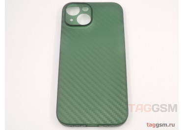 Задняя накладка для iPhone 15 (карбон, ультратонкая, с защитой камеры, защита от отпечатков пальцев), зеленая (Air Carbon) (Full Case)) KZDOO
