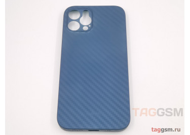 Задняя накладка для iPhone 12 Pro (карбон, ультратонкая, с защитой камеры, защита от отпечатков пальцев), синяя (Air Carbon) (Full Case)) KZDOO