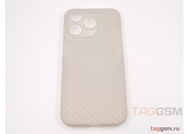 Задняя накладка для iPhone 15 Pro (карбон, ультратонкая, с защитой камеры, защита от отпечатков пальцев), серая (Air Carbon) (Full Case)) KZDOO